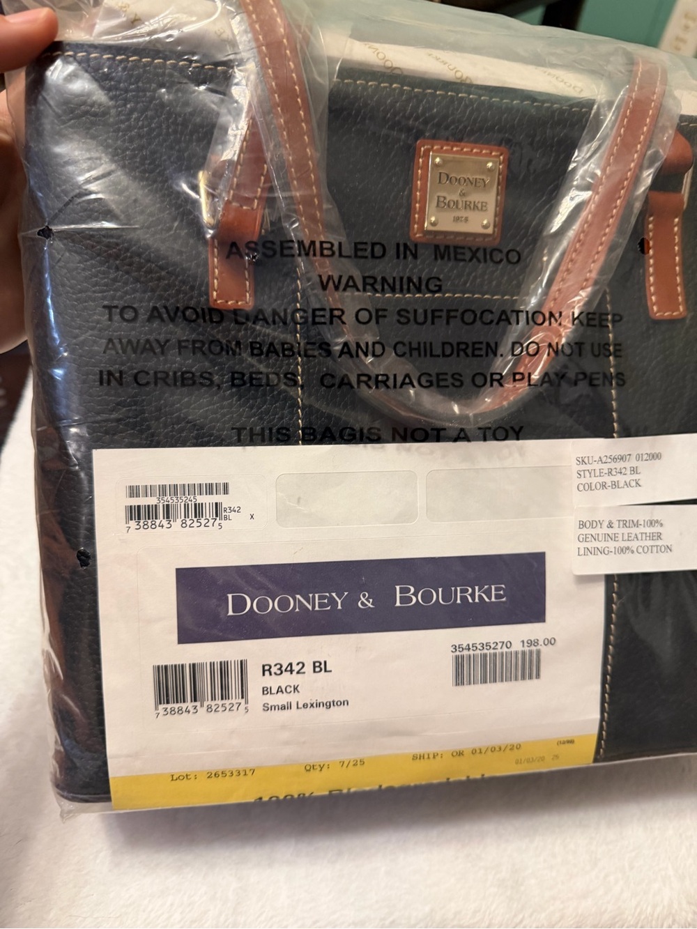 NWT Dooney & Bourke Black Leather Small Lexington Satchel